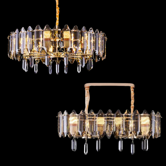 Modern Elegant Transparent Crystal Gold Chandelier Suit for Dining/Living Room-Kavker