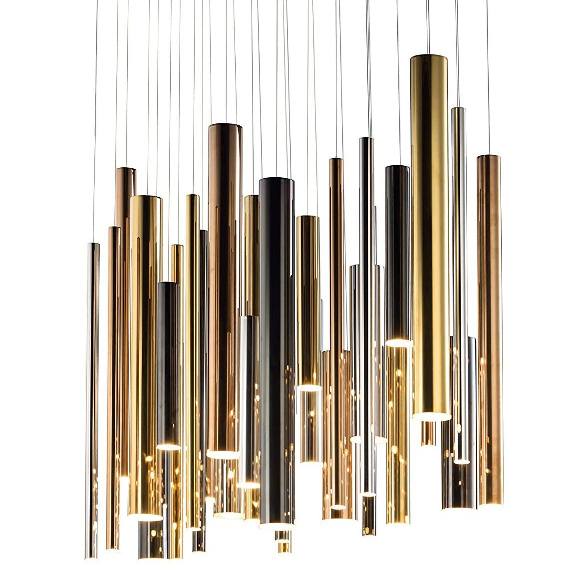 Bellini Rectangular Two-Tone Tubular Pendant Light Chandelier - Kavker - 