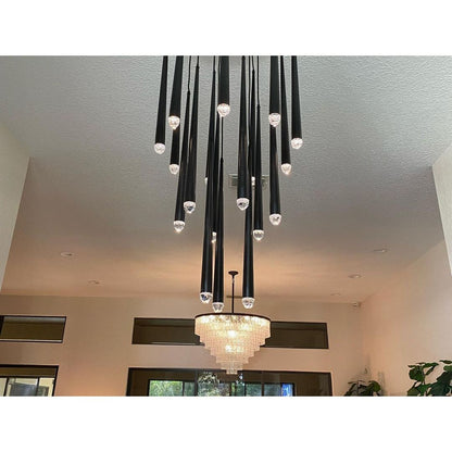 Anthropology Round Cluster Metal Tubular Crystal Pendant Light - Kavker - 
