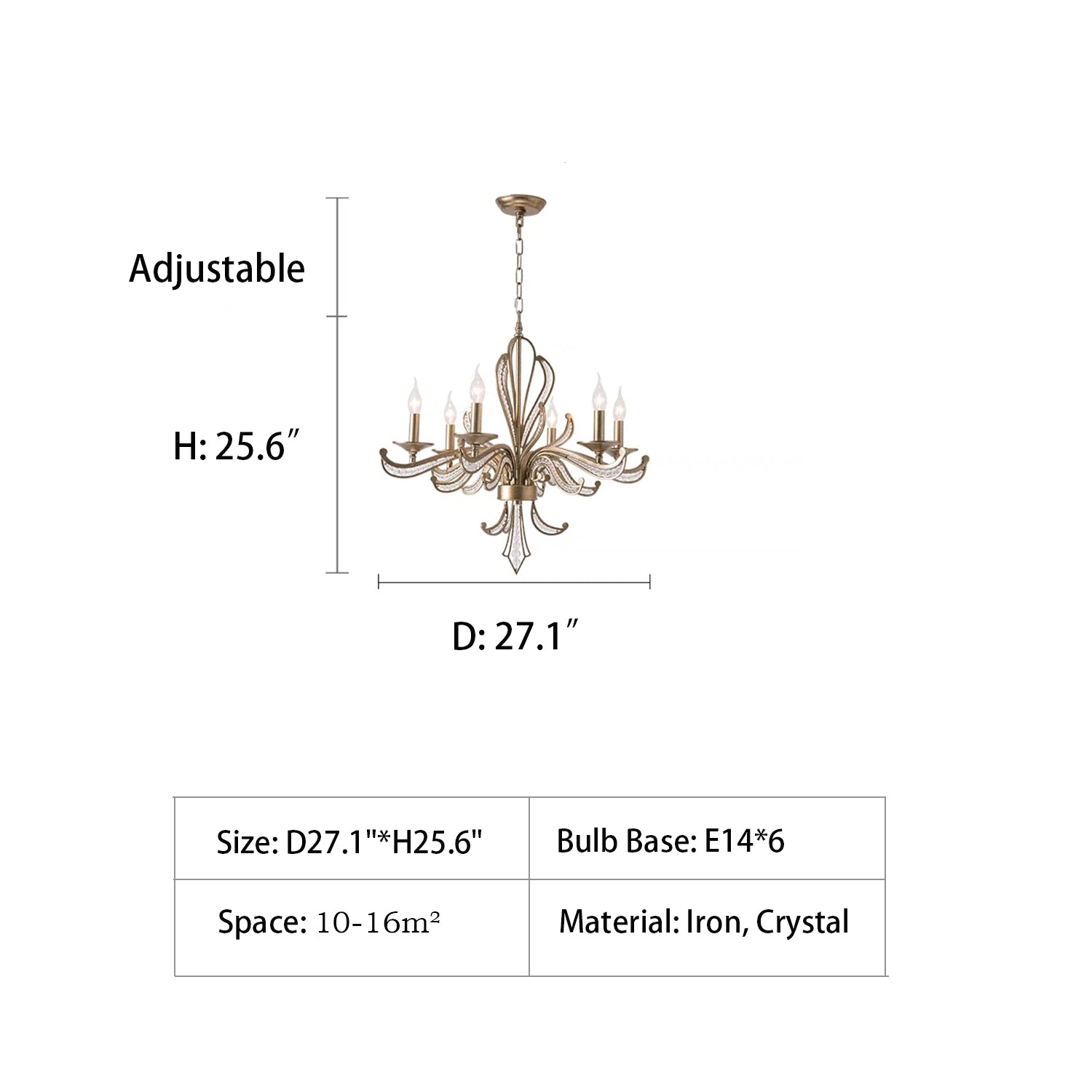 Vintage Style Silver Candle Chandelier for Living Room/Dining Room-Kavker