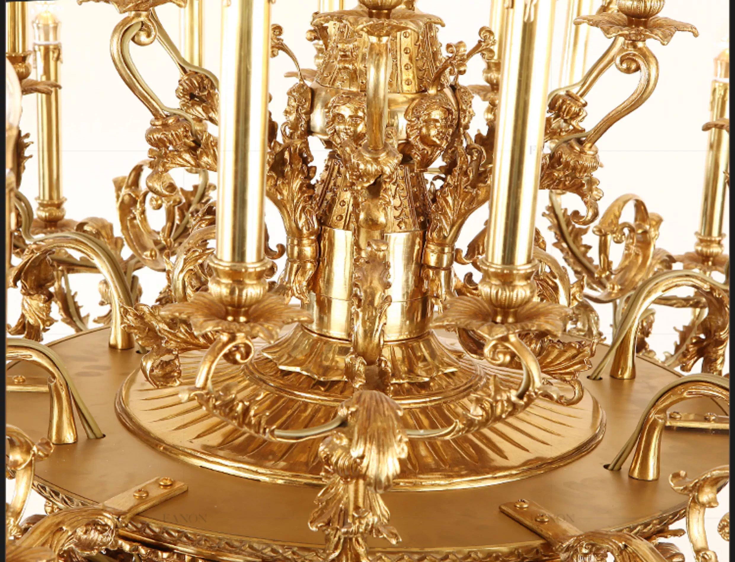 54X46 Inch 36 Lights Baroque Style French Copper Chandelier