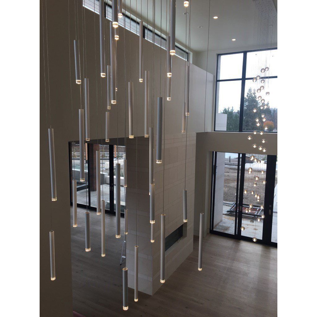 Bellini Round Tri-Tone Tubular Pendant Light Chandelier - Kavker - 