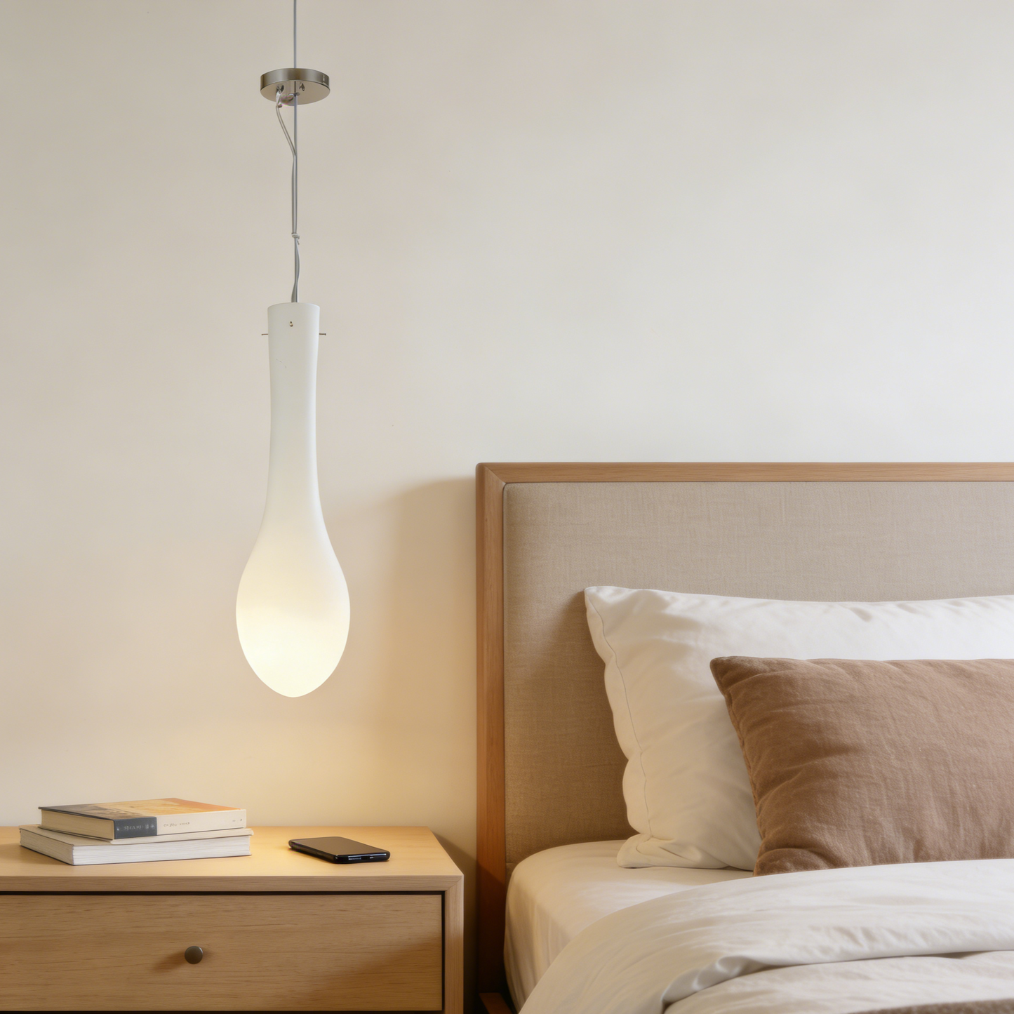 Cream White Frosted LED Teardrop Pendant Light
