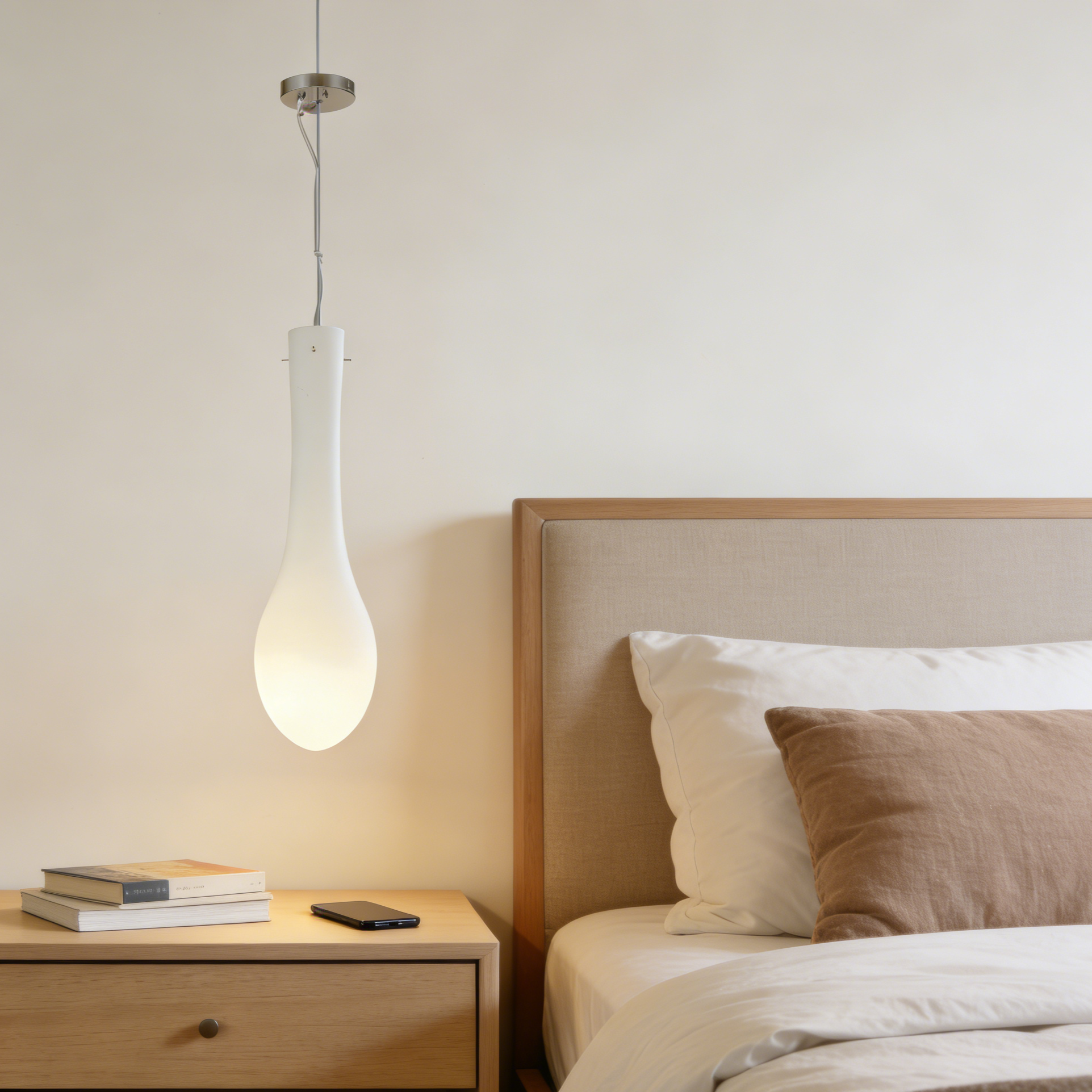 Cream White Frosted LED Teardrop Pendant Light