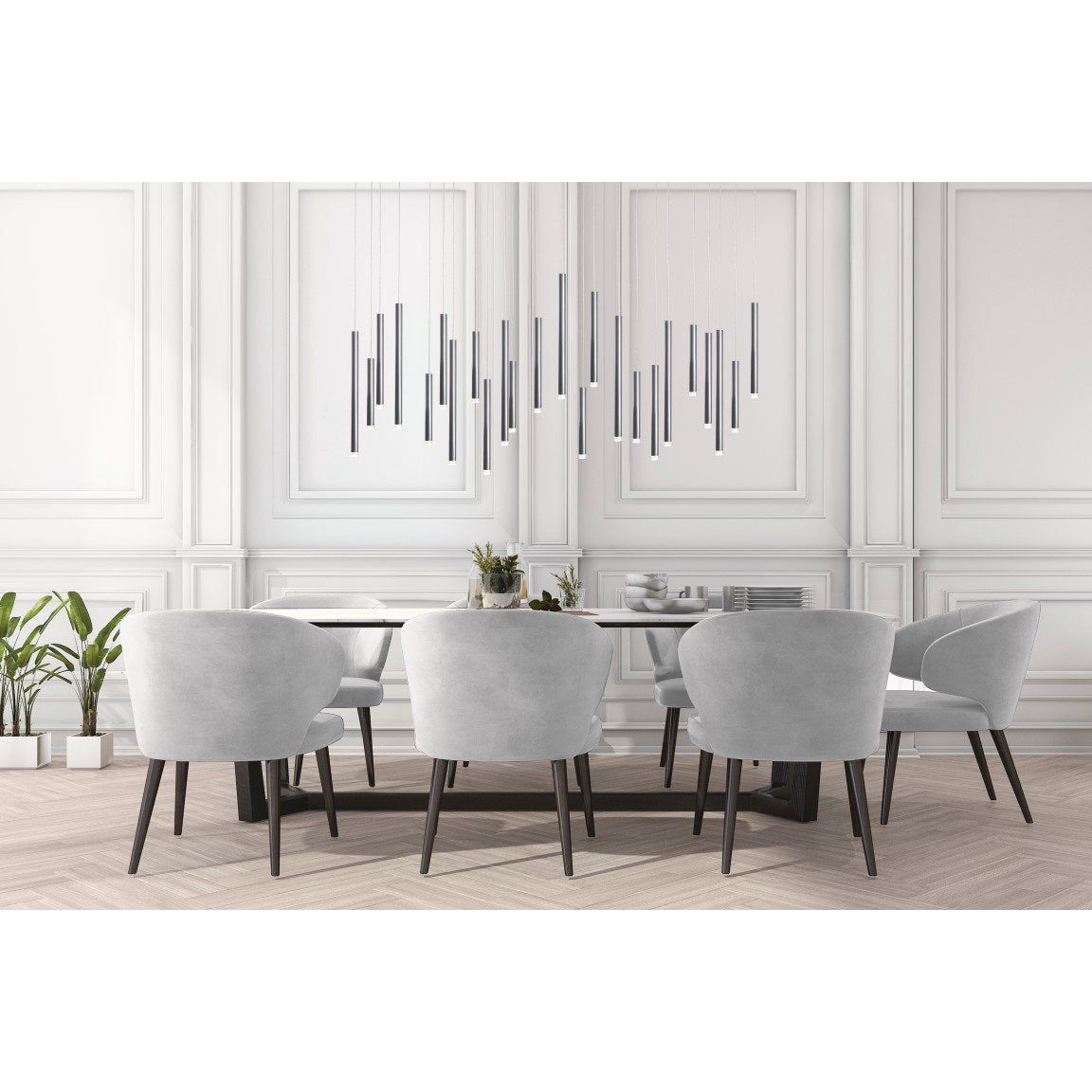 Bellini Rectangular Tri-Tone Tubular Pendant Light Chandelier - Kavker - 