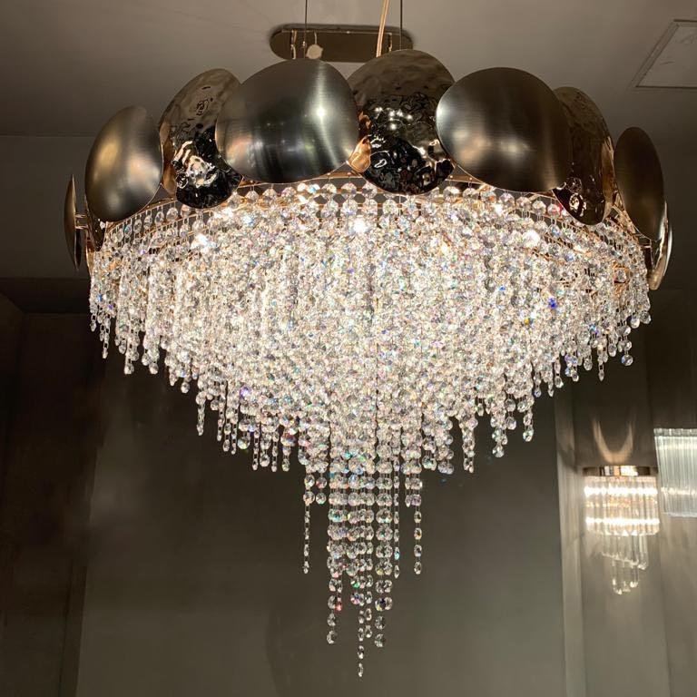 Amadeo Round Brass Crystal Chandelier - Kavker - 