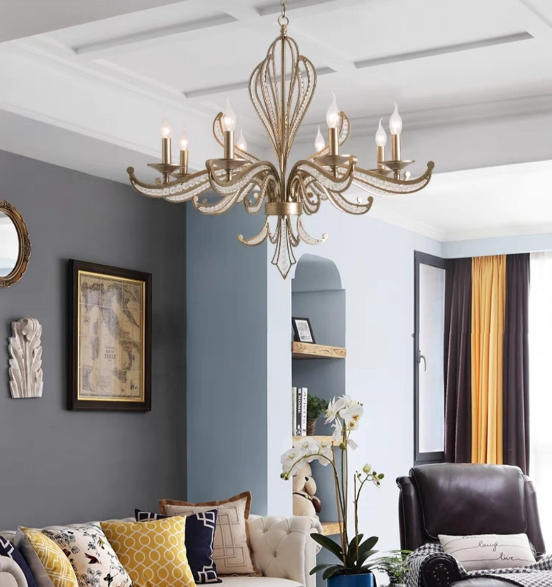Vintage Style Silver Candle Chandelier for Living Room/Dining Room-Kavker