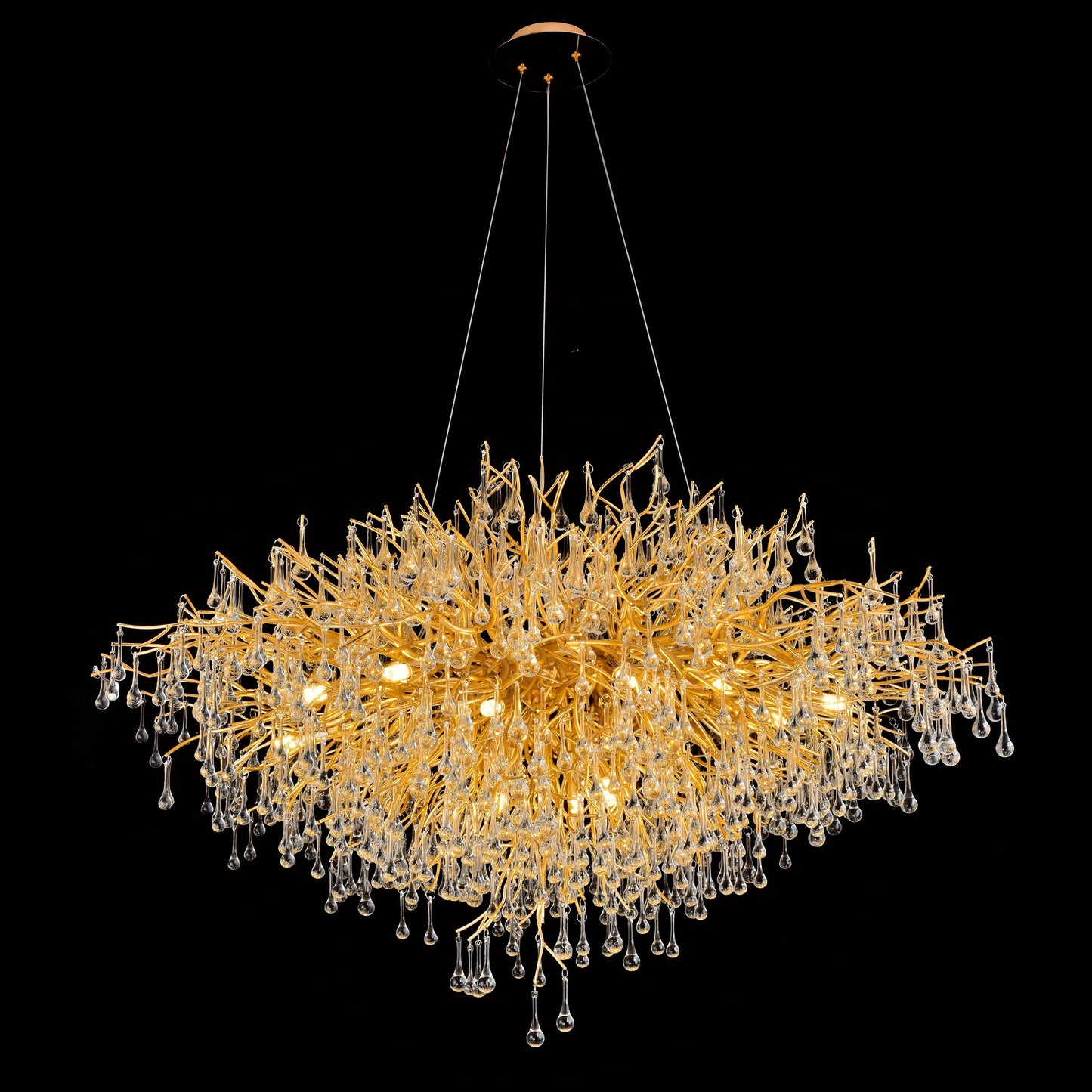 Le Saint Branching Brass Round Teardrop Chandelier - Kavker