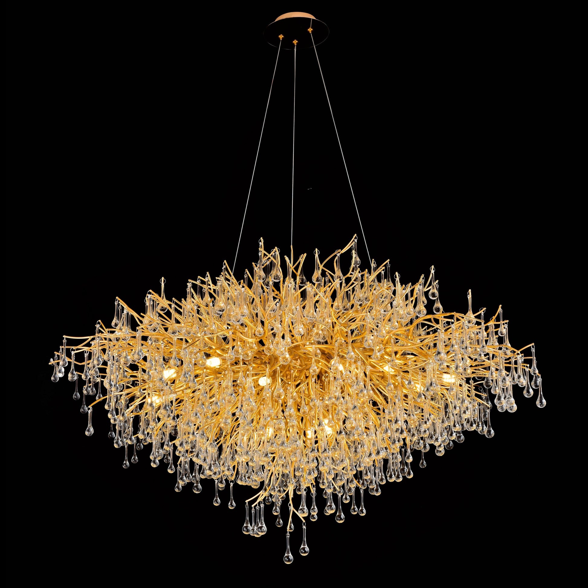 Le Saint Branching Brass Round Teardrop Chandelier - Kavker