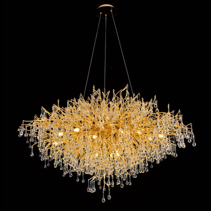 Le Saint Branching Brass Round Teardrop Chandelier - Kavker