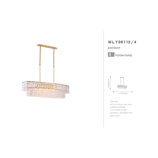 Dante Odeon 2-Tier Rectangle Crystal Chandelier - Kavker