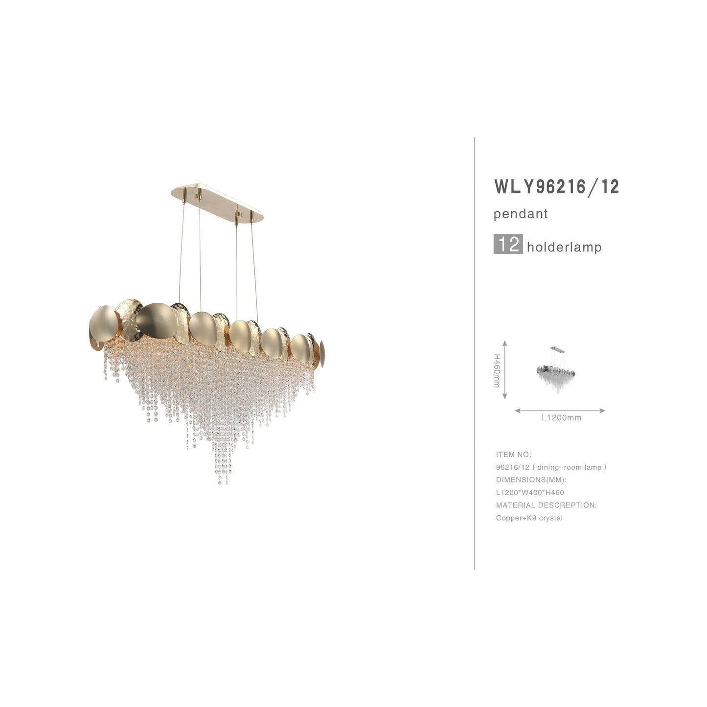 Amadeo Oval Brass Crystal Chandelier - Kavker - 
