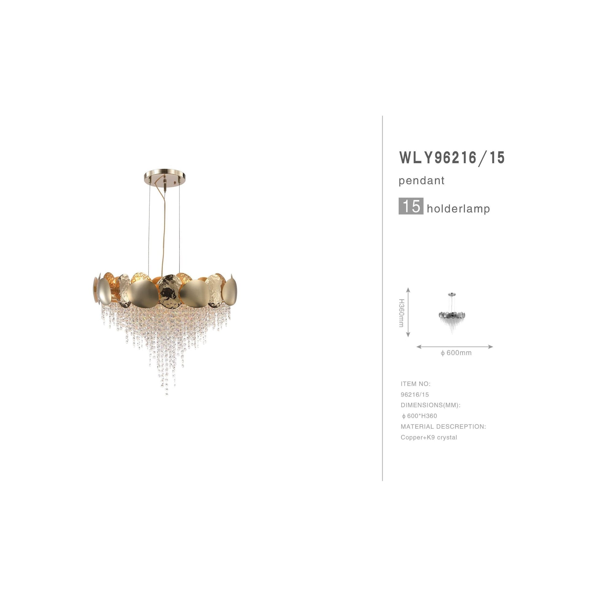 Amadeo Round Brass Crystal Chandelier - Kavker - 