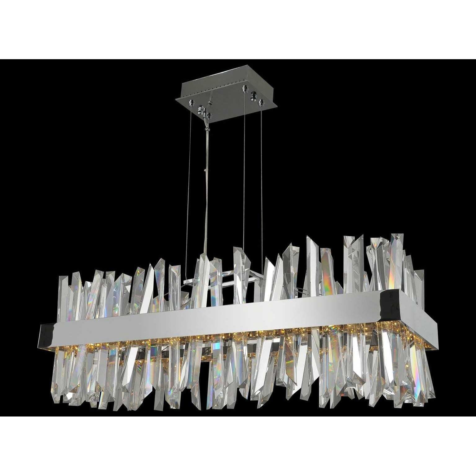 40" Glacius Polished Chrome LED Crystal Pendant Light - Kavker - 
