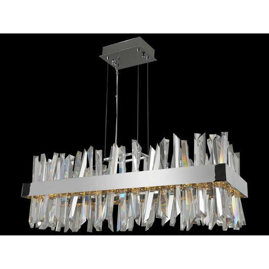 40" Glacius Polished Chrome LED Crystal Pendant Light - Kavker - 