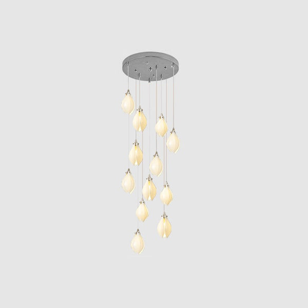 Celeste Flora Ceramic Flower Pendant Light with Brass & White Finish