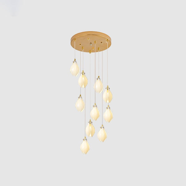 Celeste Flora Ceramic Flower Pendant Light with Brass & White Finish