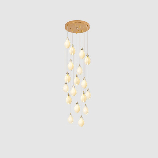 Celeste Flora Ceramic Flower Pendant Light with Brass & White Finish