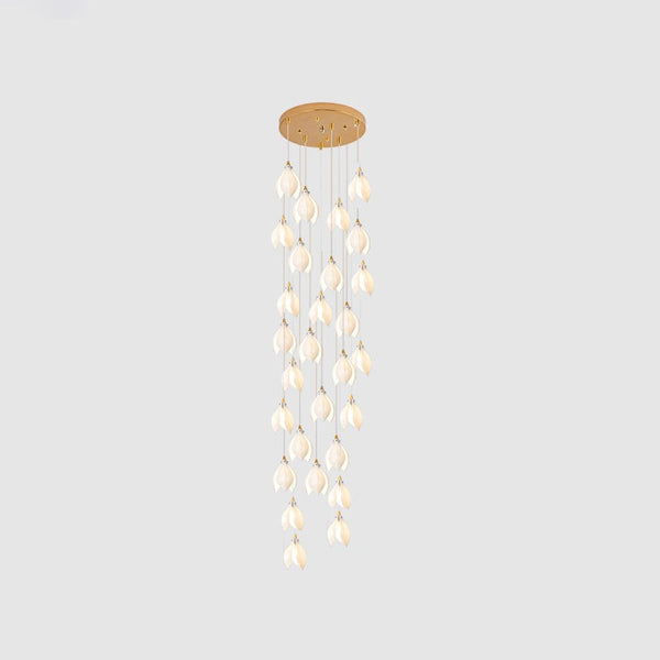 Celeste Flora Ceramic Flower Pendant Light with Brass & White Finish