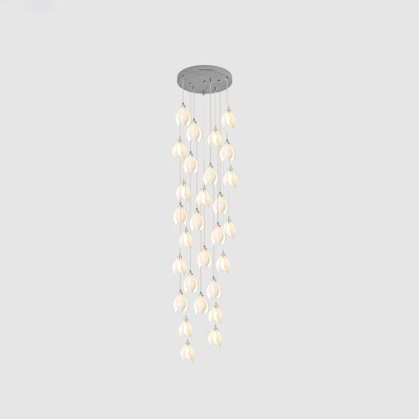 Celeste Flora Ceramic Flower Pendant Light with Brass & White Finish