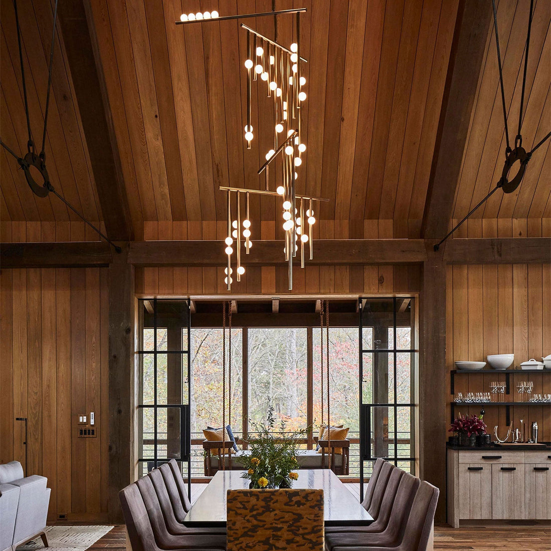Brass Glass Drop Chandelier-Kavker