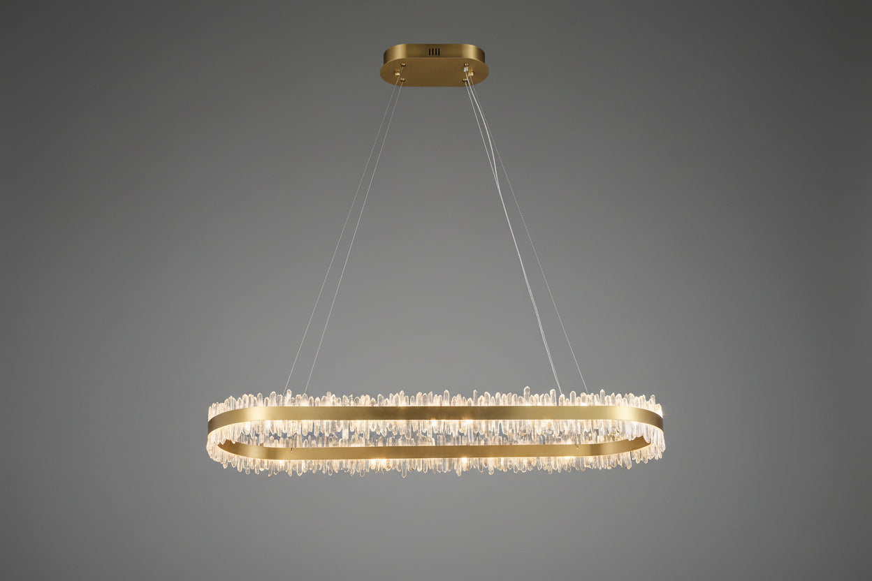 Modern 47 Inch Linear Chandelier Modern Quartz Crystal Chandelier for Dining Room - Kavker