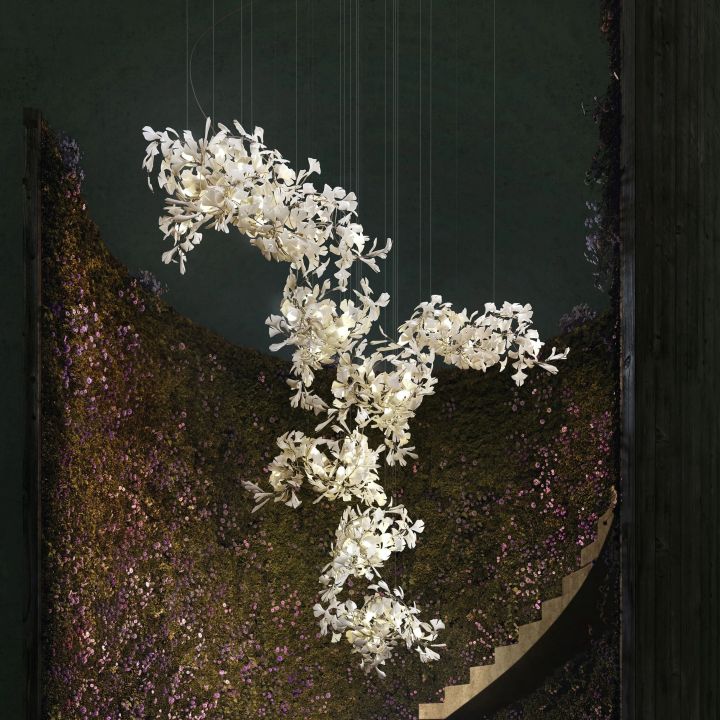 Ceramic Gingko Combination Large Chandelier-Kavker