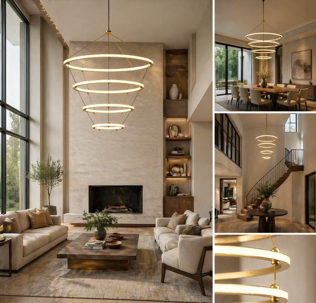 Ogee Arch 4-Ring LED Light Chandelier