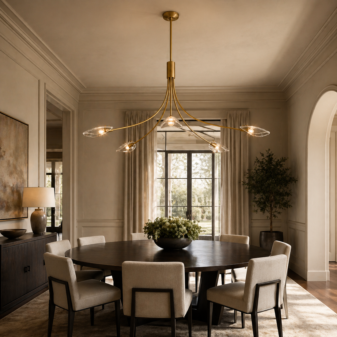 Sculpted Clear Glass Round Chandelier