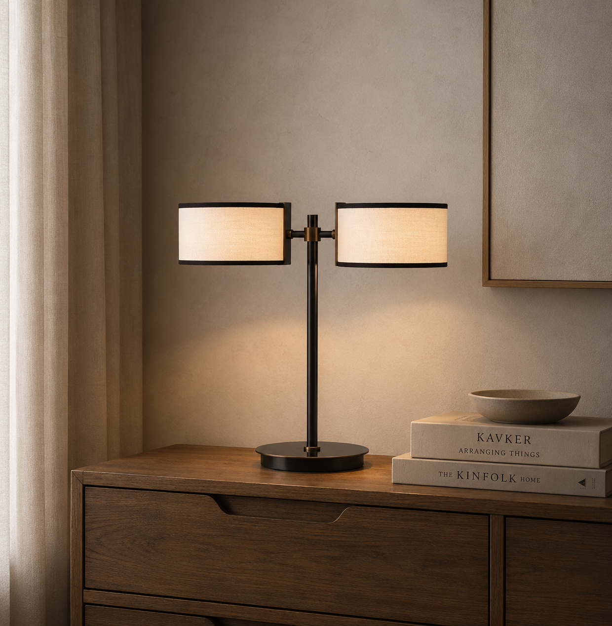 Daphne 2-Light Table Lamp in Black & White