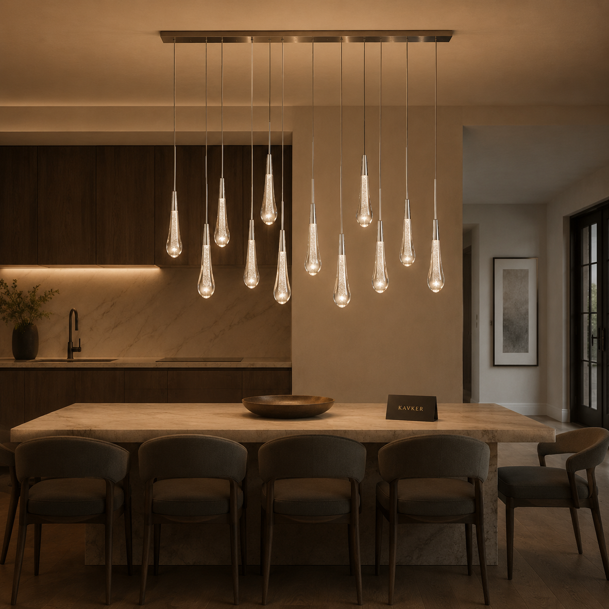 Soltaire Linear Chandelier in Nickel Light