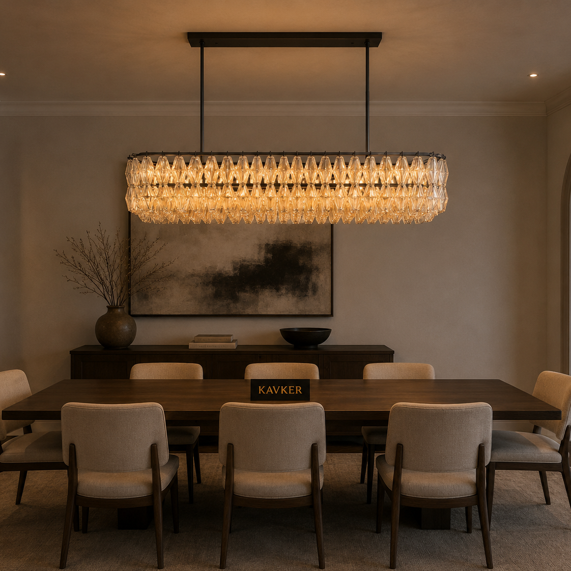 Chiara Glass Rectangular Chandelier Light