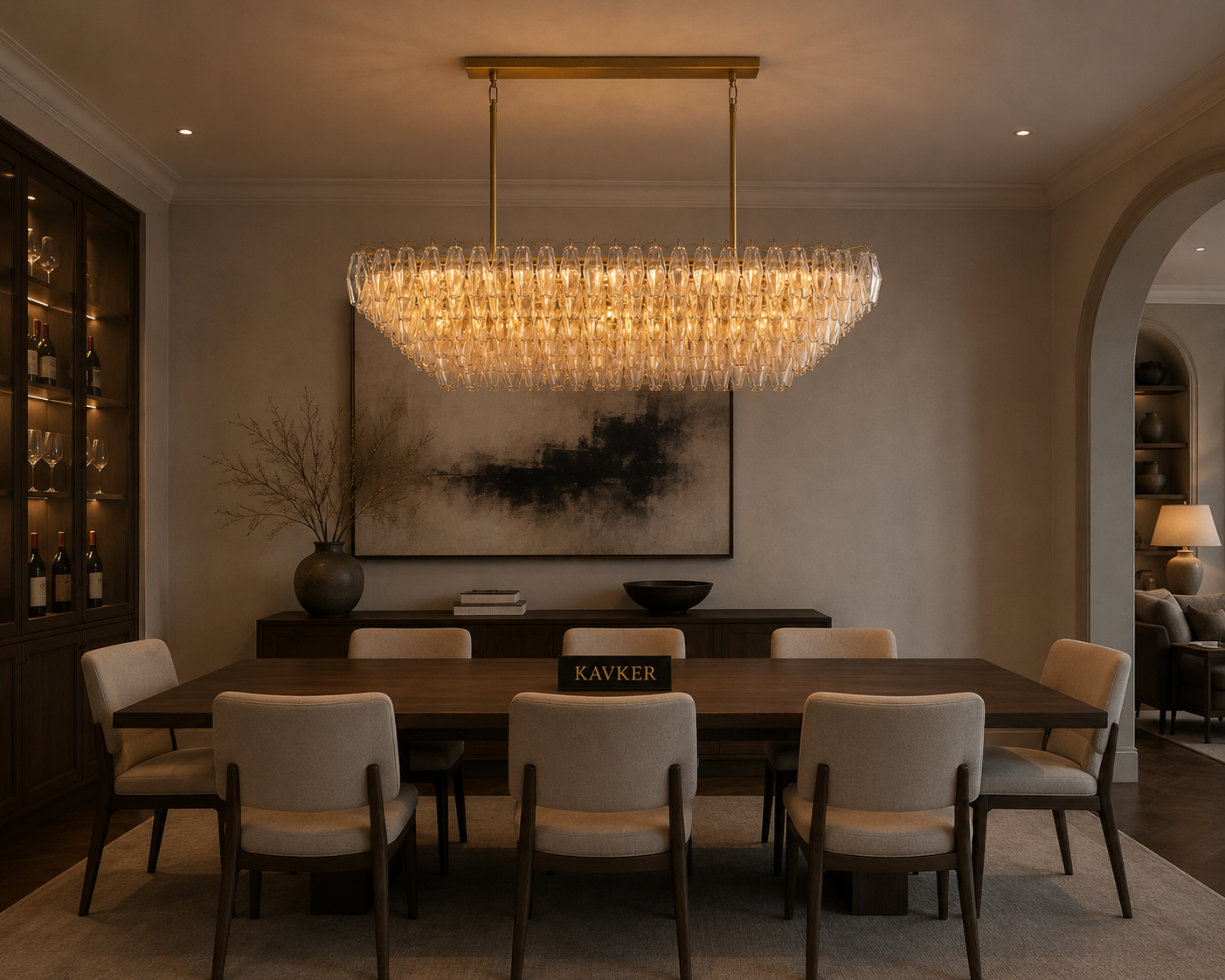 Chiara Glass Tiered Rectangular Chandelier
