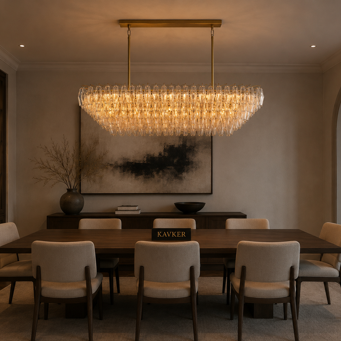 Chiara Glass Tiered Rectangular Chandelier