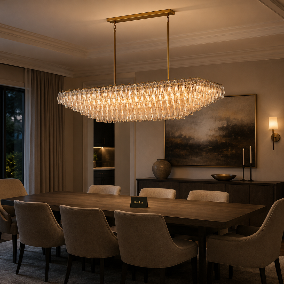 Chiara Glass Tiered Rectangular Chandelier