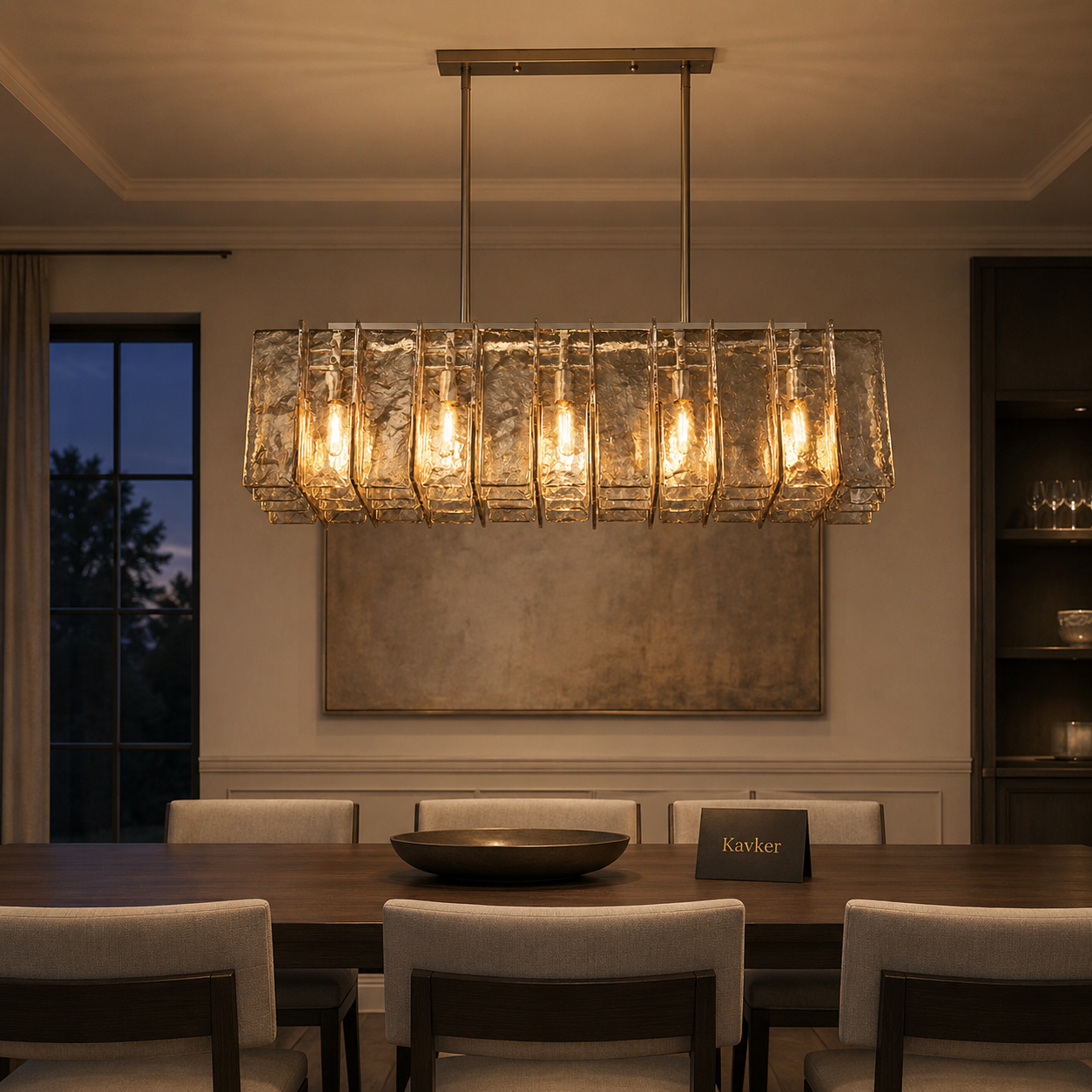 Lattice Glass Rectangular Chandelier Light