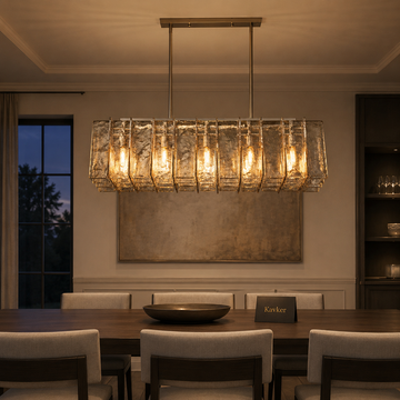Lattice Glass Rectangular Chandelier Light