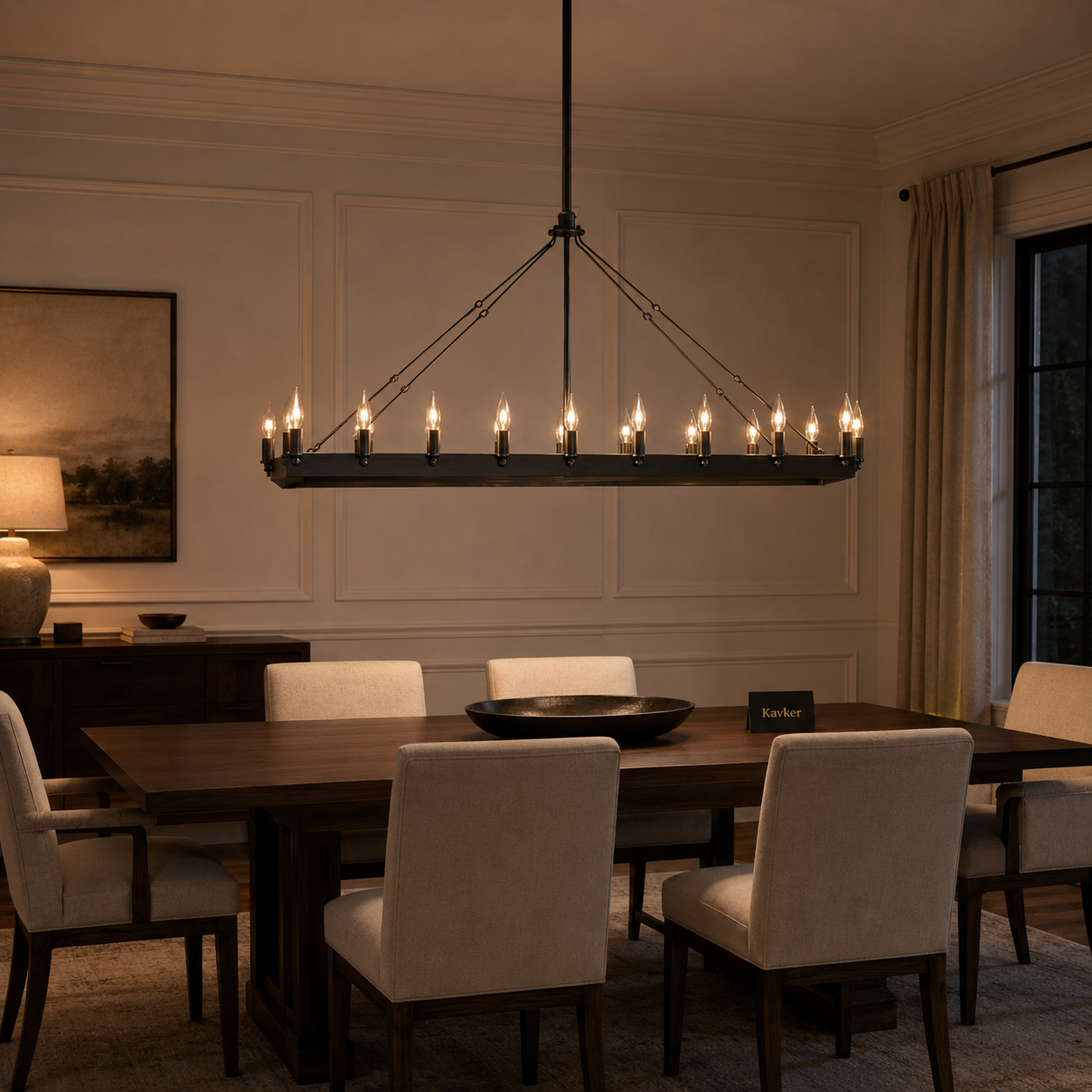 Camino Vintage Candelabra Rectangular Chandelier