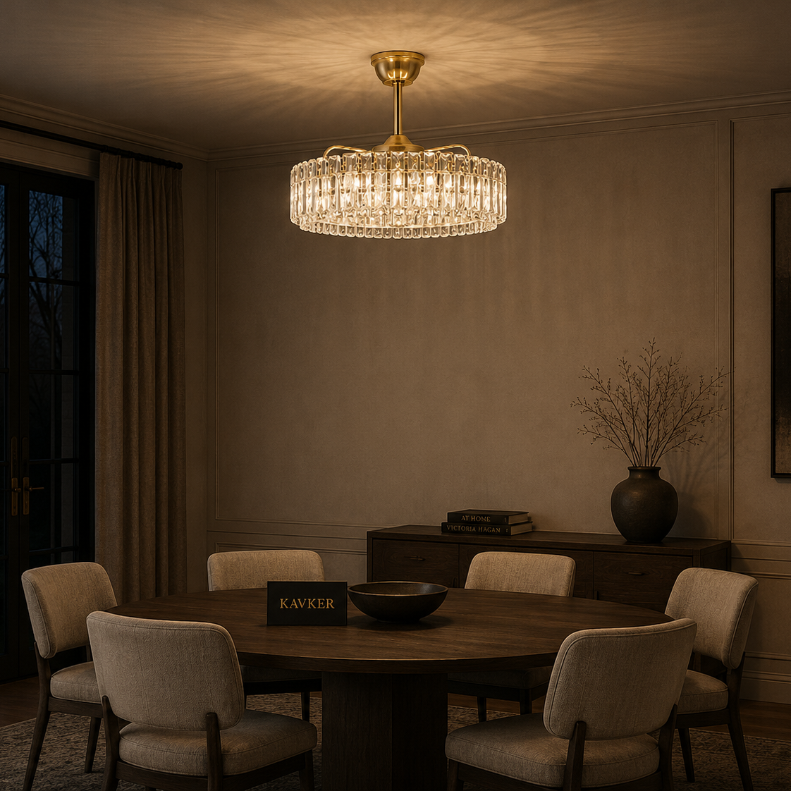 Crystal Invisible Blade Ceiling Fan Chandelier