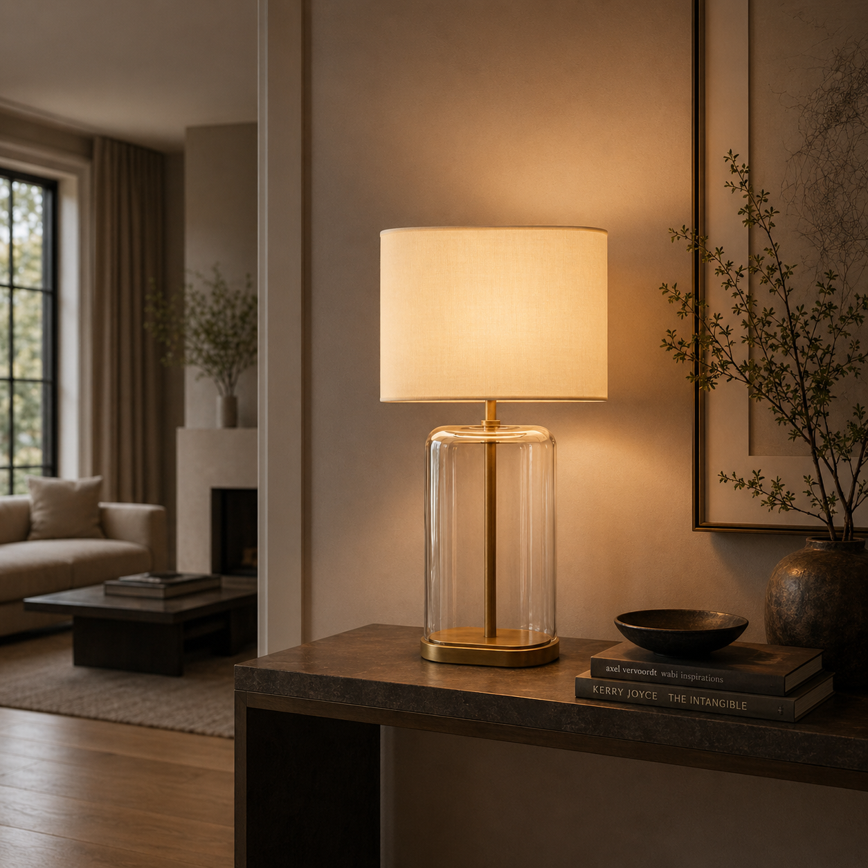 Double-Stacked Clear Glass Table Lamp