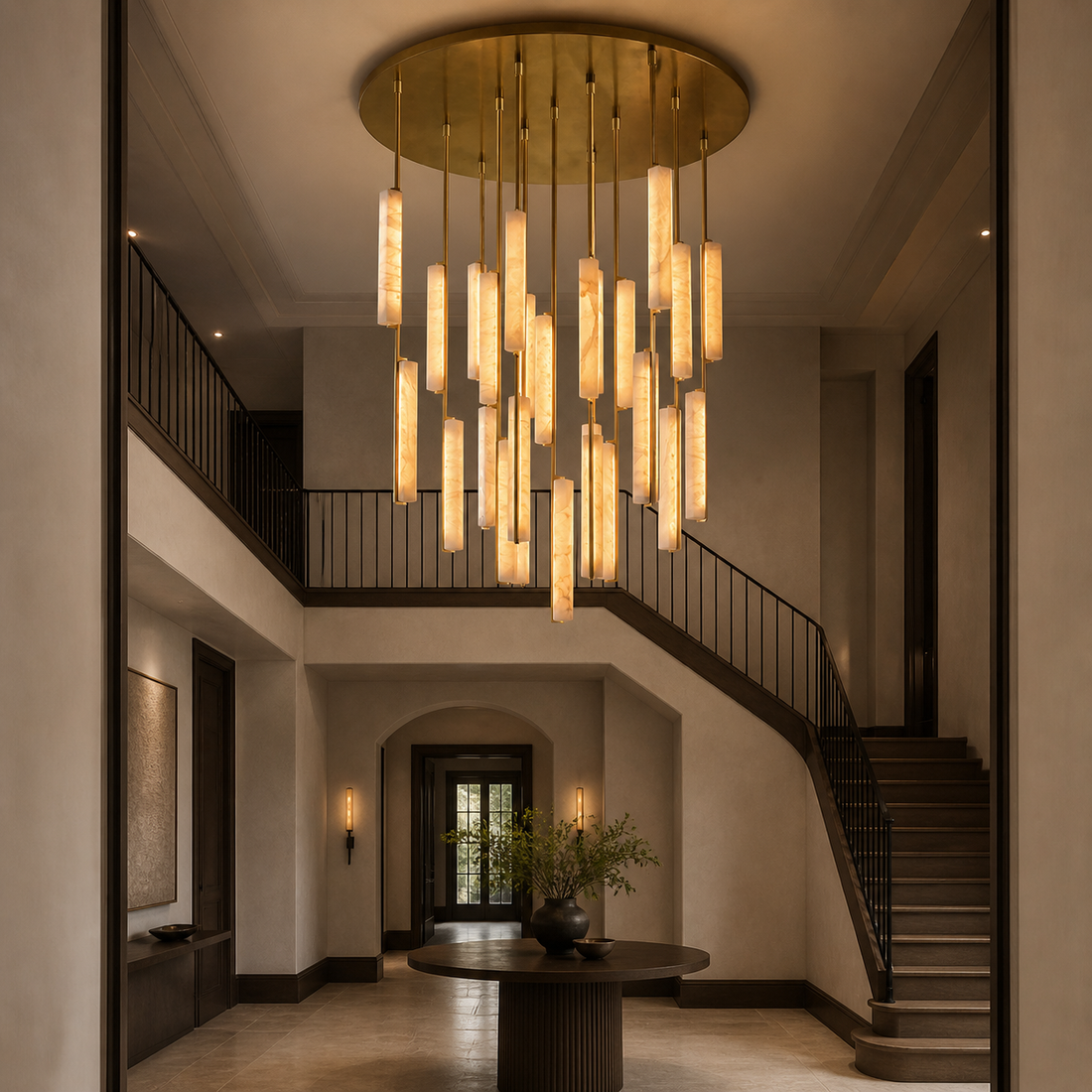 Alabaster Prism Round Chandelier