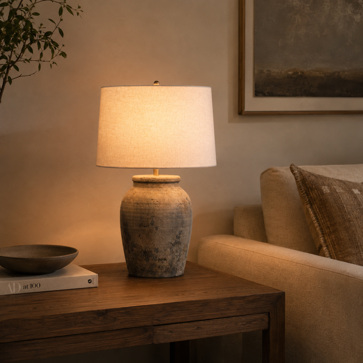 Textured Terracotta Table Lamp