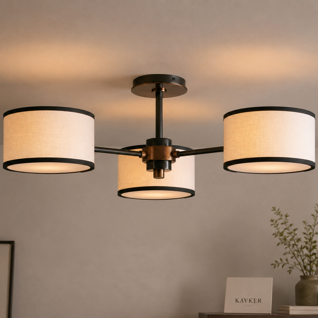Fabric Shade Flush Mount Ceiling Light