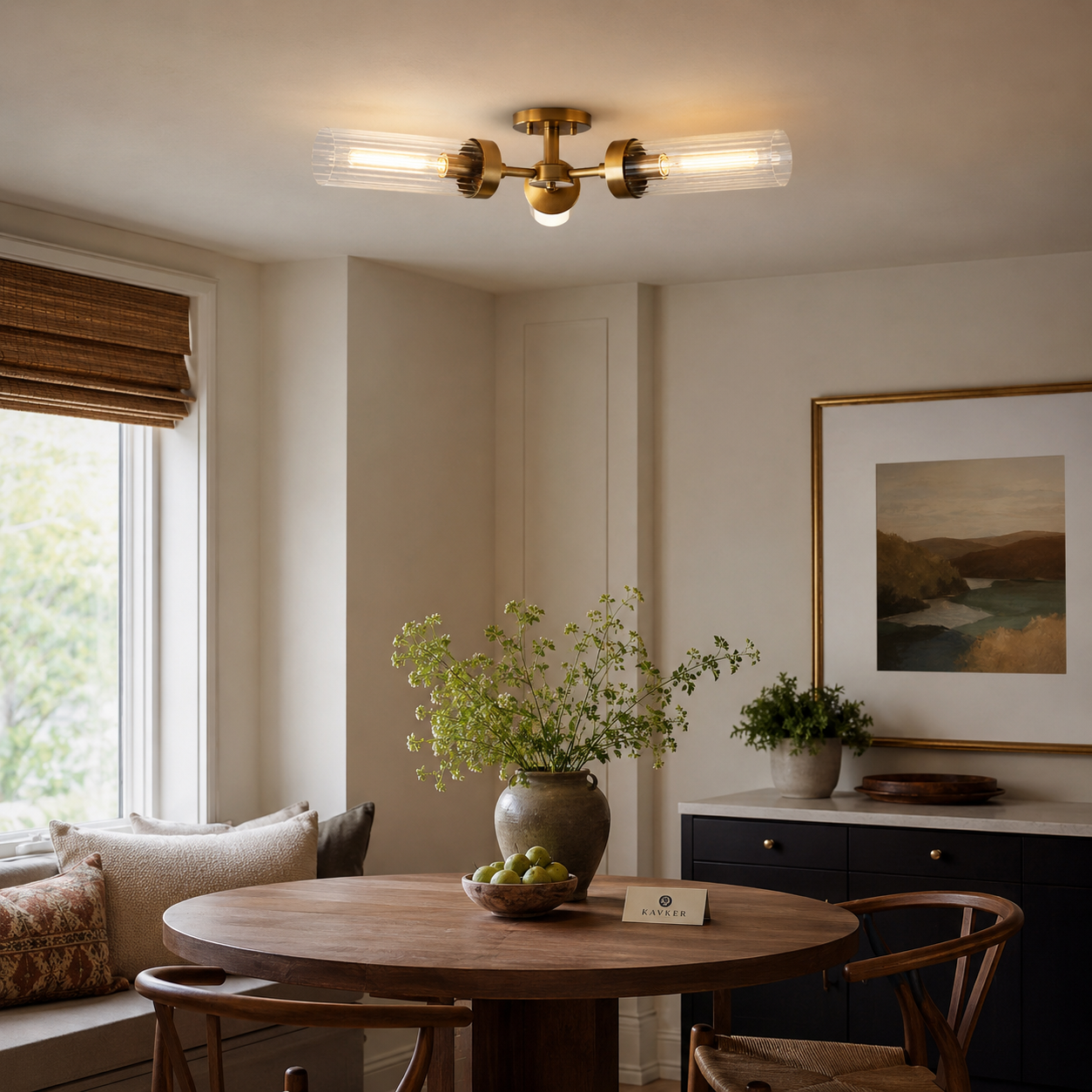 Fluted Glass Flush Mount Ceiling Light
