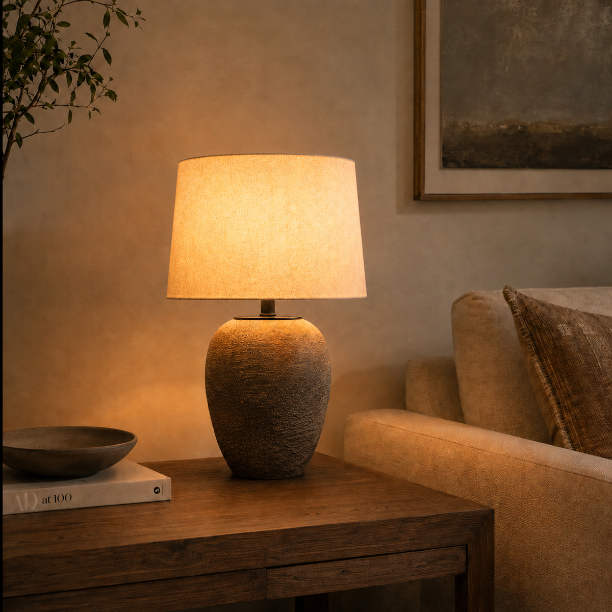 Textured Terracotta Table Lamp