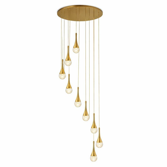 Golden Crystal Raindrop Waterfall LED Chandelier