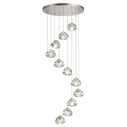 Silver Crystal Diamond Waterfall LED Chandelier