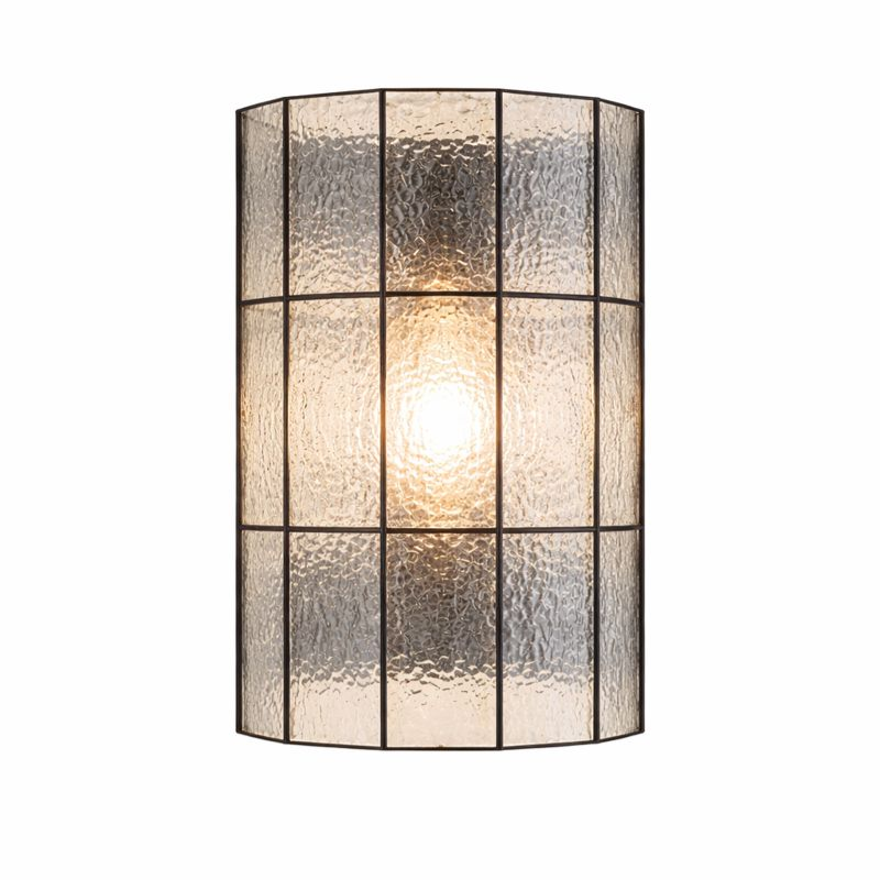 Frosted Glass Grid Tall Wall Sconce