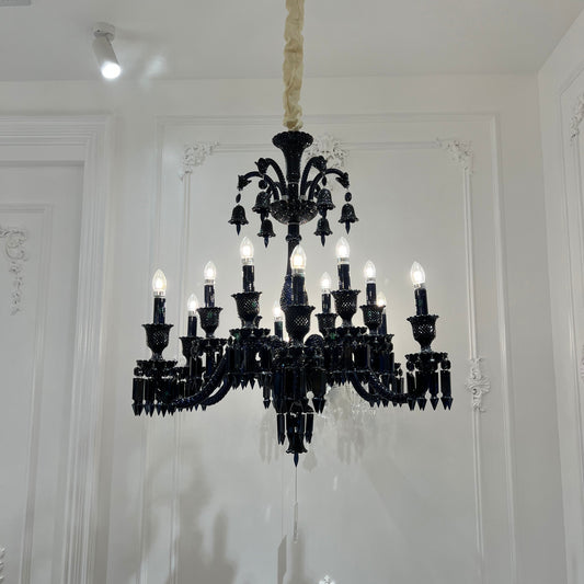 Classic Black Candle Style Chandelier Crystal Ceiling Pendant Lighting Fixture For Living/ Bedroom-Kavker