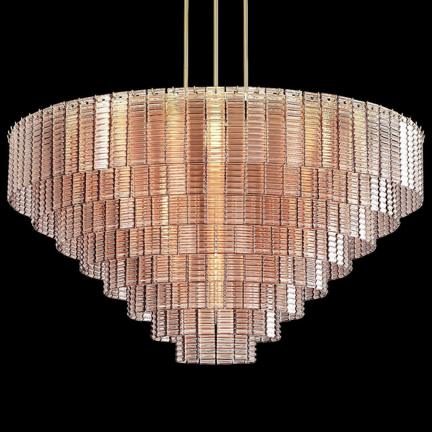 Cuirass Round Ribbed Glass Tile Chandelier Collection - Kavker